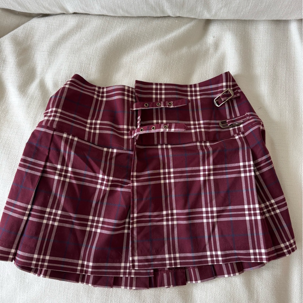 Hill House Burgundy Plaid Skirt